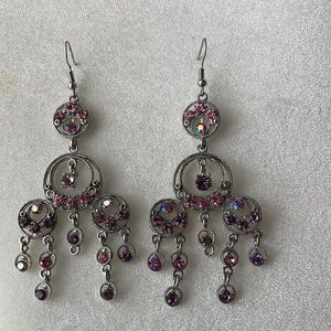 Pageant earrings in pink crystals.